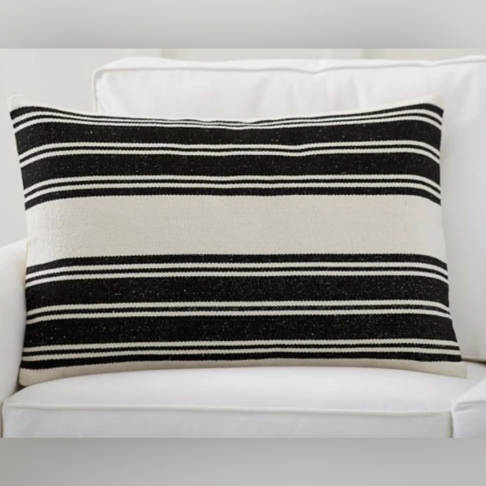 Awning Stripe Dehurrie Pillow Cover Black And White Stripe Pottery Barn